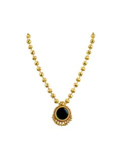 Gold Necklace with green diamond